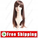 Synthetic Natural Long Full Straight Wig - Swept Bangs Hairpiece