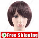 Synthetic Natural Short Straight Wig - Swept Bangs Hairpiece