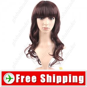 Synthetic Natural Long Wavy Curly Wig Crimped Fake Hair Hairpiece