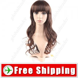 Synthetic Natural Long Curly Wavy Wig - Full Bangs Hairpiece