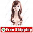 Stylish Women Wigs Long Curls Synthetic Fake Wavy Brown Hair