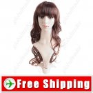 Long Synthetic Hair with Cut Layers Bang & Wavy Wig Hairpiece