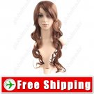 Synthetic Natural Long Wavy Curly Wig with Long Bangs Hairpiece
