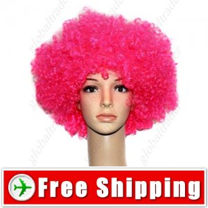 Synthetic Hot Pink Funky Unisex Short Costume Cosplay Wig Hairpiece