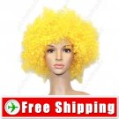 Synthetic Yellow Funky Unisex Short Costume Cosplay Wig Hairpiece