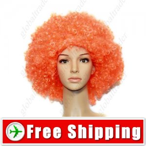 Synthetic Orange Funky Unisex Short Costume Cosplay Wig Hairpiece