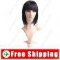 Synthetic Capless Short Black Straight Wig - Full Bangs Hairpiece