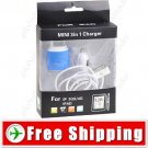 3-in-1 EU Adapter Mini Car Charger USB Cable for iPhone iPod iPad