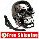 Novelty Human Head Skull Shape Telephone Silver FREE SHIPPING