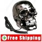 Novelty Human Head Skull Shape Telephone Silver FREE SHIPPING