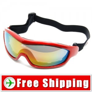 Snowboard Ski Goggles Anti-Fog Anti-Scratch Red Frame FREE Shipping