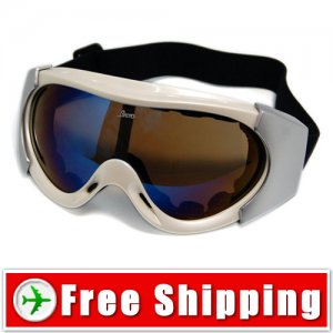 Sport Ski Snowboard Goggles Anti-Fog Anti-Scratch White FREE Shipping