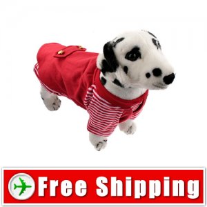 Dog Vest Style Pullover Coat with Stripe Pattern Red FREE Shipping