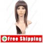 Capless Fiber Long Brown Full Straight Wig Hairpiece FREE SHIPPING