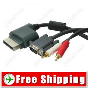 VGA HD AV Cable & Stereo RCA Audio Output for Xbox 360 - 6Feet