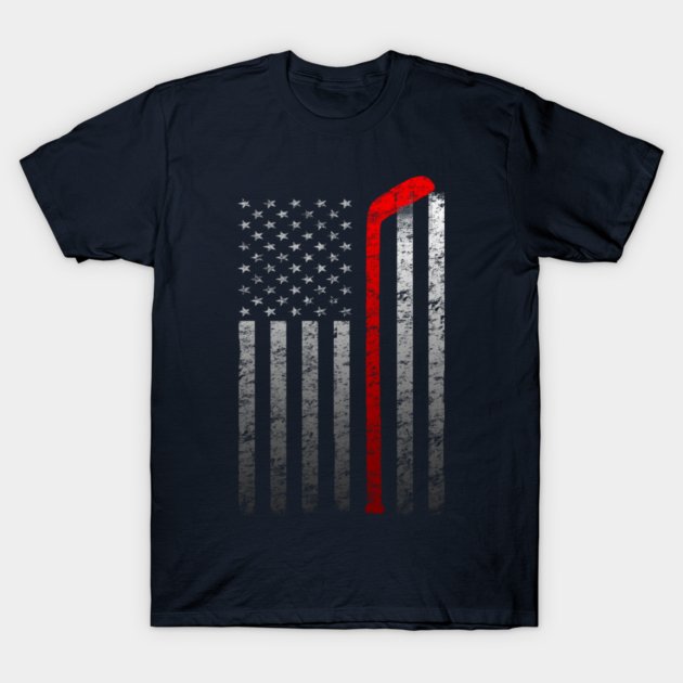 Hockey Stick American Flag Vintage Player T-shirt T-Shirt