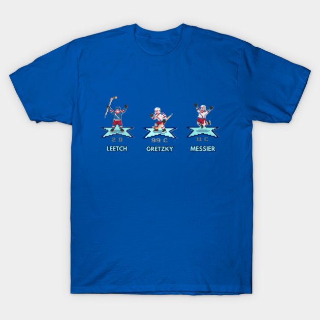 Rangers Hockey Legends Leetch, Gretzky, and Messier NHL 94 Characters T-Shirt