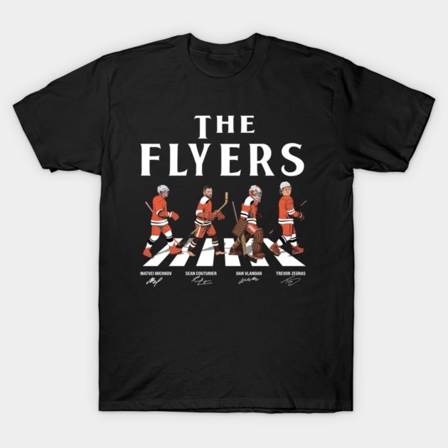 Trevor Zegras Sean Couturier Matvei Michkov Dan Vladar Philadelphia Flyers Walking Road Hockey T-Shi
