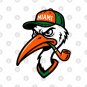 Vintage Miami Ibis Mascot with Pipe & Cap T-Shirt