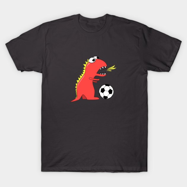 Cartoon Dinosaur Playing Soccer T-Shirt