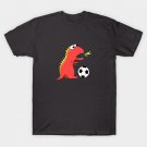 Cartoon Dinosaur Playing Soccer T-Shirt