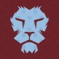 Claret and Blue Lion Face T-Shirt