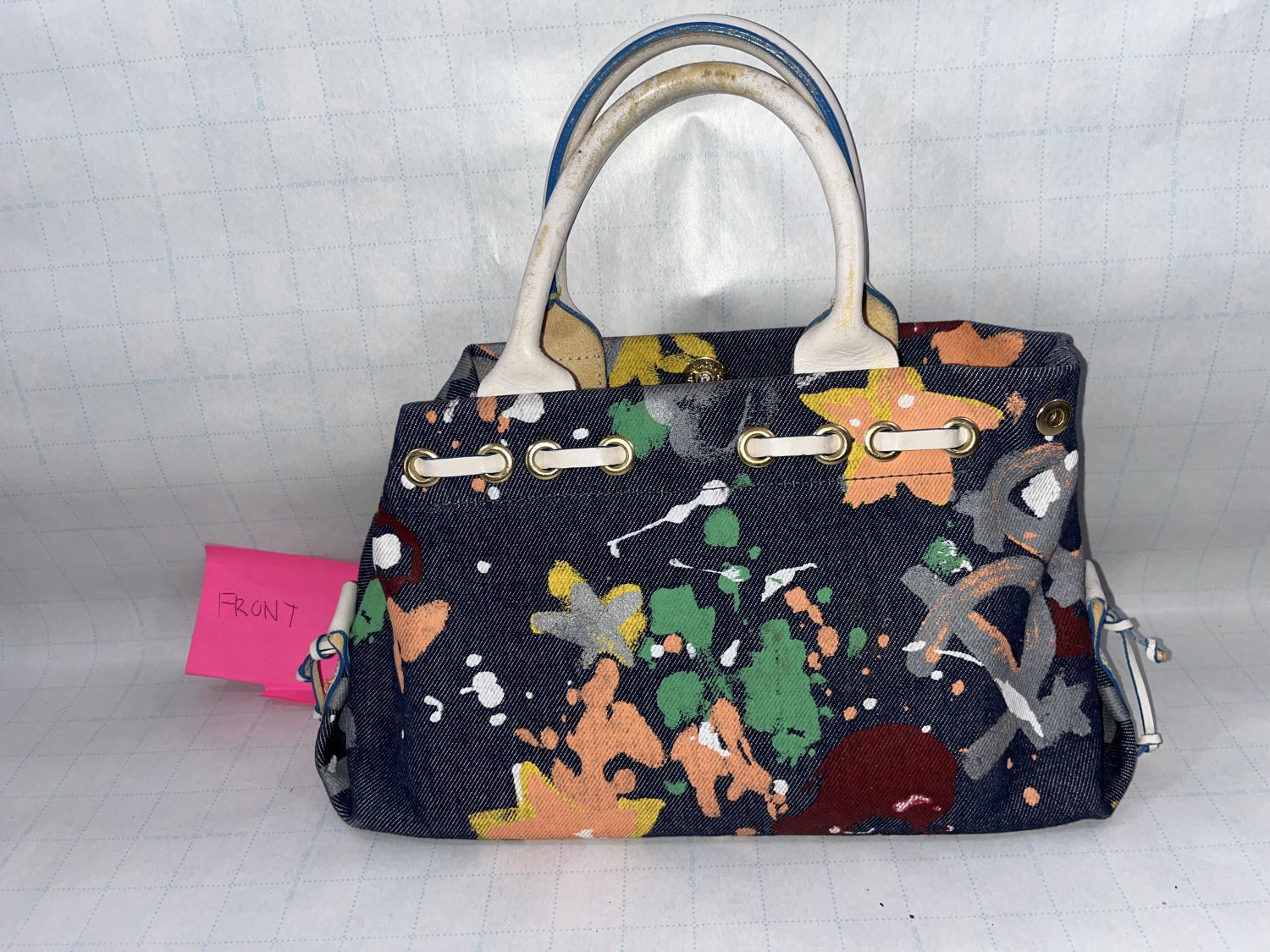 Dooney and Bourke Canvas Splatter Graffiti Satchel Handbag