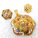 Indian Jewelry Ethnic Gold Plated Bollywood Fashion Earrings Chain Pendant Set