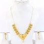 3PCS Indian Jewelry Ethnic Gold Plated Earrings Necklace Long Chain Pendant Set