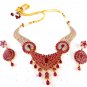 Bollywood indian Gold Plated Ethnic AD CZ Jewelry Earrings Necklace Bridal Set