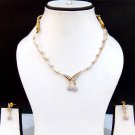 Indian Fashion Jewelry Bollywood Gold Plated CZ Earrings Light AD Necklace Set Indian Fashion Jewelry Bollywood Gold Plated CZ Earrings Light AD Necklace Set
