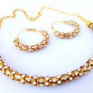 Bollywood indian Choker Gold Tone Ethnic CZ Jewelry Earrings Necklace Bridal Set Bollywood indian Choker Gold Tone Ethnic CZ Jewelry Earrings Necklace Bridal Set