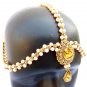 Asian Indian Wedding Hair Decoration Jewelry Gold Tone Pearl Cz Matha Patti ds7