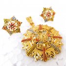 EARRINGS 22k GOLD PLATED SET BOLLYWOOD Fashion INDIAN JEWELRY CHAIN PENDANT PD12