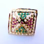 Gold Plated Adjustable Statement Rings Multi Stone Floral Ethnic Ring Jewelry D9