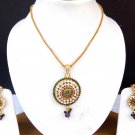 South indian jewellery Kundan Necklace Earrings gold plated Chain Pendant set