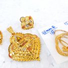 EARRINGS 22k GOLD PLATED SET BOLLYWOOD Fashion INDIAN JEWELRY CHAIN PENDANT PD2