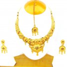 Ethnic Indian Dulhan Choker Jewelry Gold Plated Women Necklace Earring tikka Set