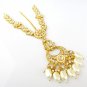 ETHNIC GOLD PLATED MATHA PATTI PEARL HEAD CHAIN INDIAN DULHAN FASHION JEWELRY 19