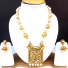 Bollywood Designer Golden Polki Rani Haar Women Wedding Sari Fashion Jewelry Set