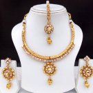 Gold Plated Kundan Necklace and earrings set Traditional Jewellery Tikka set Gold Plated Kundan Necklace and earrings set Traditional Jewellery Tikka set