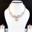 Indian Fashion Jewelry Gold Plated AD Necklace Bollywood Bridal CZ Earrings Set Indian Fashion Jewelry Gold Plated AD Necklace Bollywood Bridal CZ Earrings Set