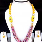 Indian Bollywood Gold Plated Pearls Mala Beaded CZ Necklace Earrings Jewelry Set Indian Bollywood Gold Plated Pearls Mala Beaded CZ Necklace Earrings Jewelry Set