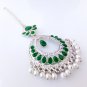 Indian Women Manng Tikka Silver Tone Jewelry Ethnic Chain Pearl Head Decoration