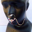 Gold Plated Nose Ring Indian Nath For Pierced Jewelry Bridal Hoop With Ear Chain Gold Plated Nose Ring Indian Nath For Pierced Jewelry Bridal Hoop With Ear Chain