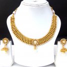 Ethnic Indian Gold Plated Kundan Choker Bridal Necklace Earrings Jewelry Set