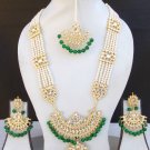 Indian Bollywood Gold Tone Kundan Tikka Ethnic Long Bridal Necklace Earrings Set Indian Bollywood Gold Tone Kundan Tikka Ethnic Long Bridal Necklace Earrings Set