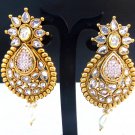 Bollywood Pearl Gold Plated Indian Fashion Jewelry Kundan Jhumka Earrings Set Bollywood Pearl Gold Plated Indian Fashion Jewelry Kundan Jhumka Earrings Set