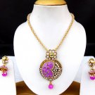 Indian Bollywood Gold Plated Pearl Pendant Bridal Necklace Earrings Jewelry Set Indian Bollywood Gold Plated Pearl Pendant Bridal Necklace Earrings Jewelry Set