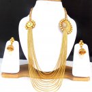 Bollywood Polki Wedding Bridal Dulhan Long Kundan Rani Haar Necklace Jewelry Set